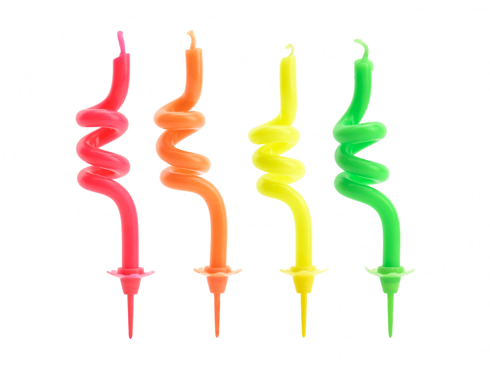 Set 4 lumânări tort spirala, mix, 8cm
