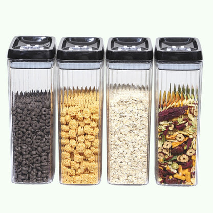 Set 4 Recipiente din Plastic, Klevo, pentru Alimente/Obiecte, Inchidere Ermetica, Textura Ondulata, 4 x 3.3 l, Transparent