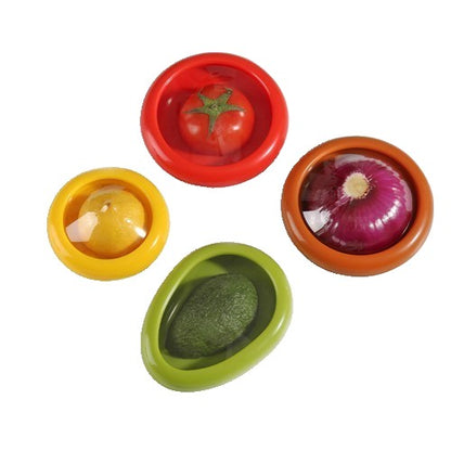Set 4 Recipiente pentru Pastrarea Proaspata a Legumelor, Klevo, Cutii Portabile Sigilate Anti-oxidare, 4 Forme Diferite pentru Legume sau Fructe, Culori diferite