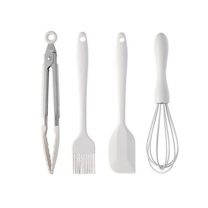 Set 4 Ustensile de Bucatarie, Klevo, din Silicon+Inox, Termorezistente, Antiaderente, 20 x 15 x 4 cm, Alb Ivory