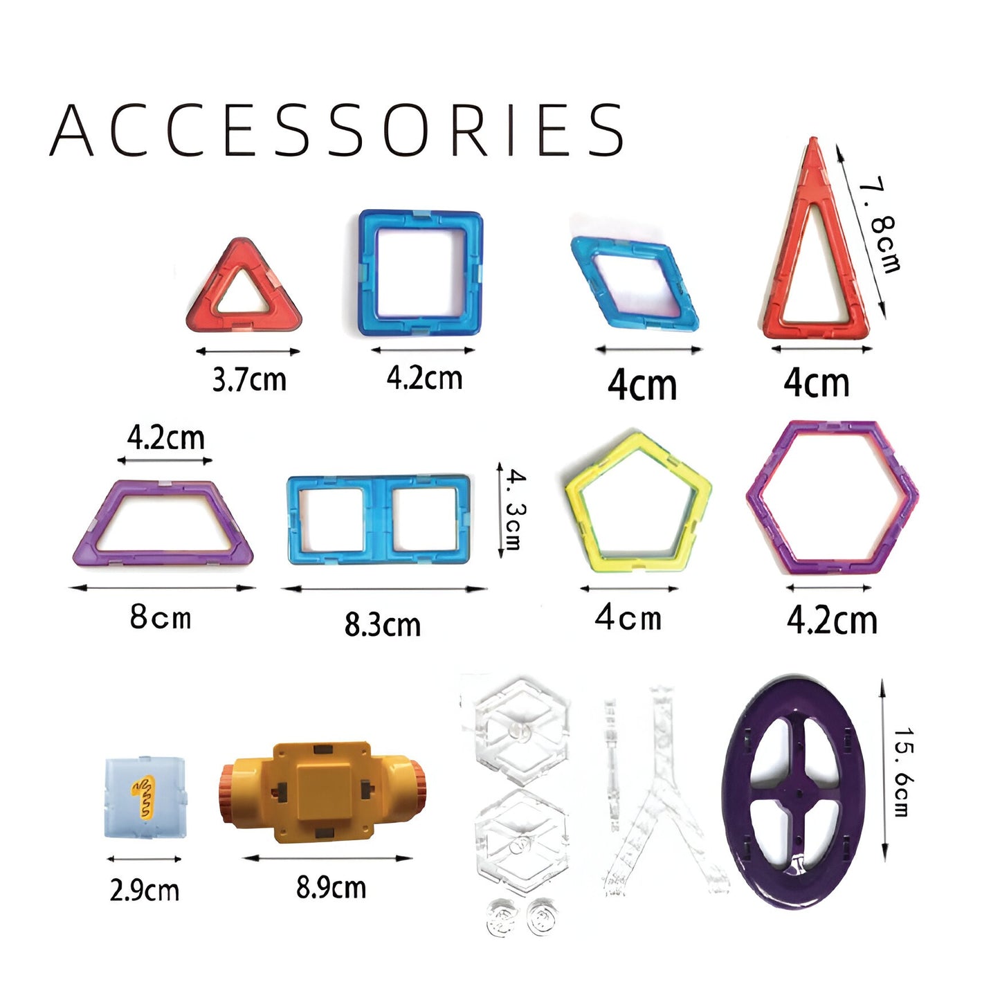 Set 40 Piese Magnetice de Constructie, Klevo, Piese Mici, Magnetic Blocks, Forme Geometrice, 3 Ani, ABS, Magnet, 20.5 x 14.5 x 12 cm, Multicolor