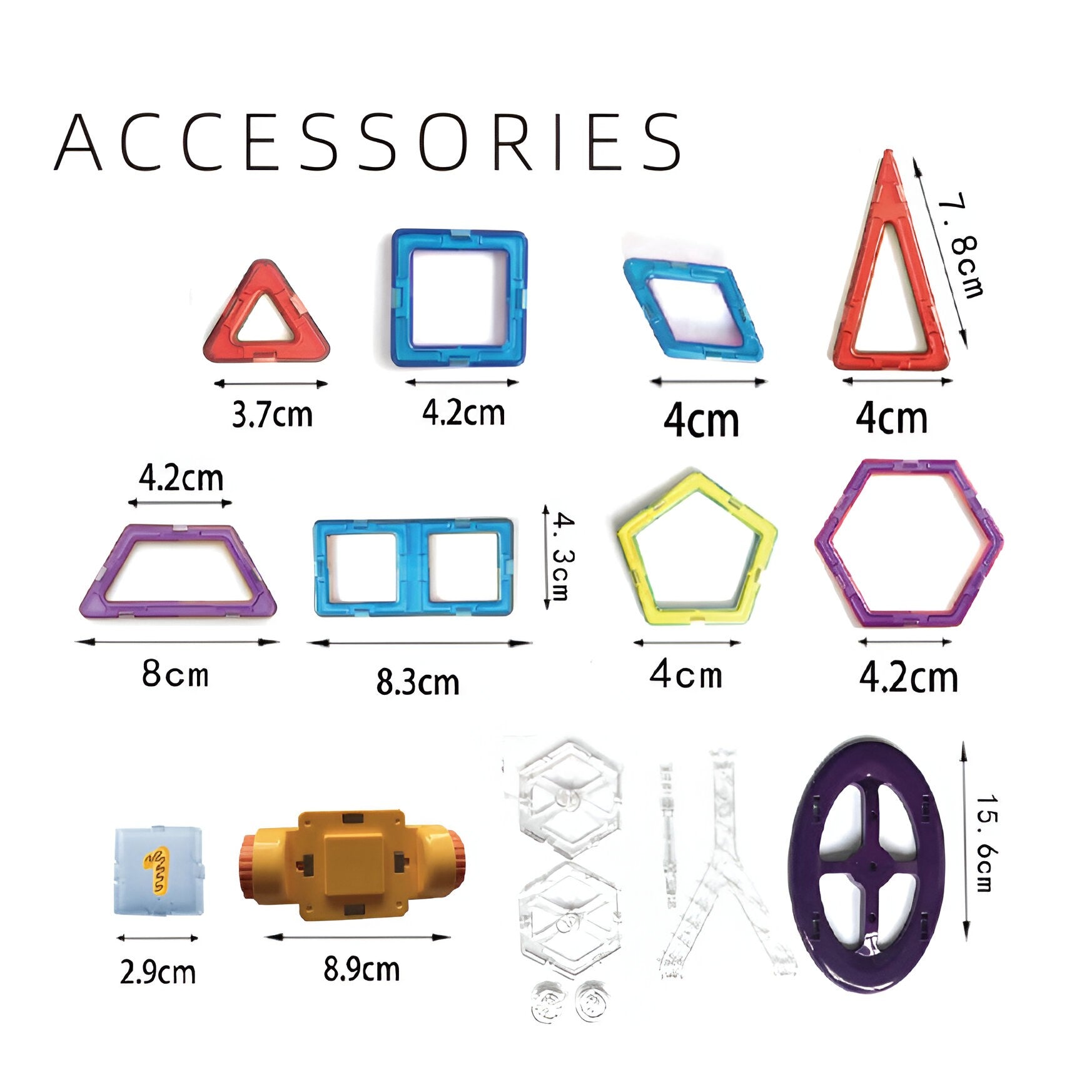 Set 40 Piese Magnetice de Constructie, Klevo, Piese Mici, Magnetic Blocks, Forme Geometrice, 3 Ani, ABS, Magnet, 20.5 x 14.5 x 12 cm, Multicolor