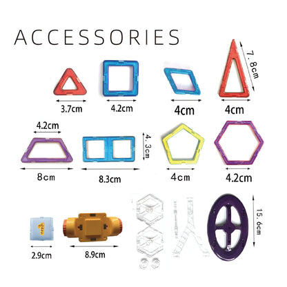 Set 40 Piese Magnetice de Constructie, Klevo, Piese Mici, Magnetic Blocks, Forme Geometrice, 3 Ani, ABS, Magnet, 20.5 x 14.5 x 12 cm, Multicolor