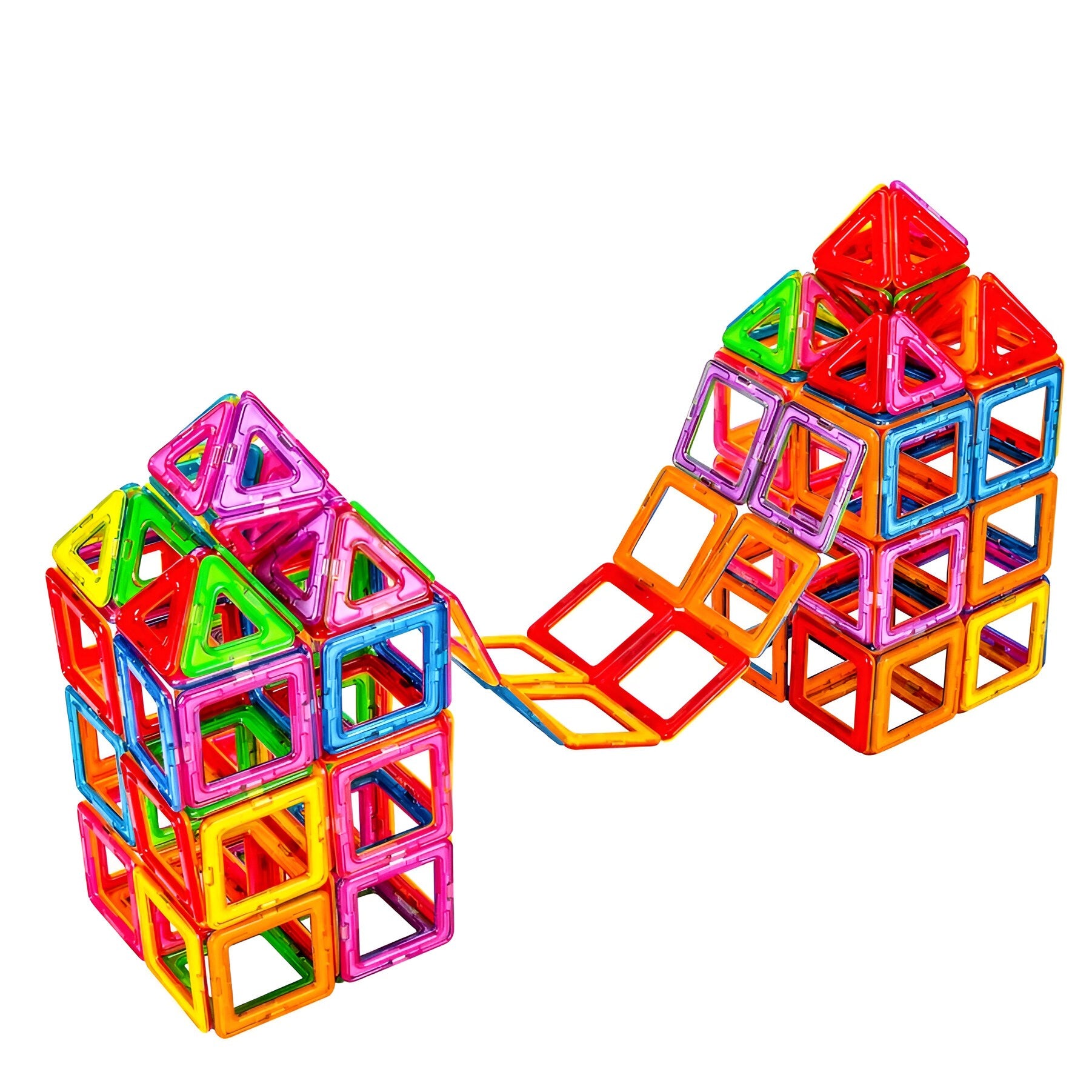 Set 40 Piese Magnetice de Constructie, Klevo, Piese Mici, Magnetic Blocks, Forme Geometrice, 3 Ani, ABS, Magnet, 20.5 x 14.5 x 12 cm, Multicolor