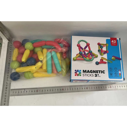 Set 42 de Piese Magnetice de Constructie, Klevo, Puzzle, Forme, 3 Ani, ABS, Magnet, 20x6.5x18 cm, Multicolor