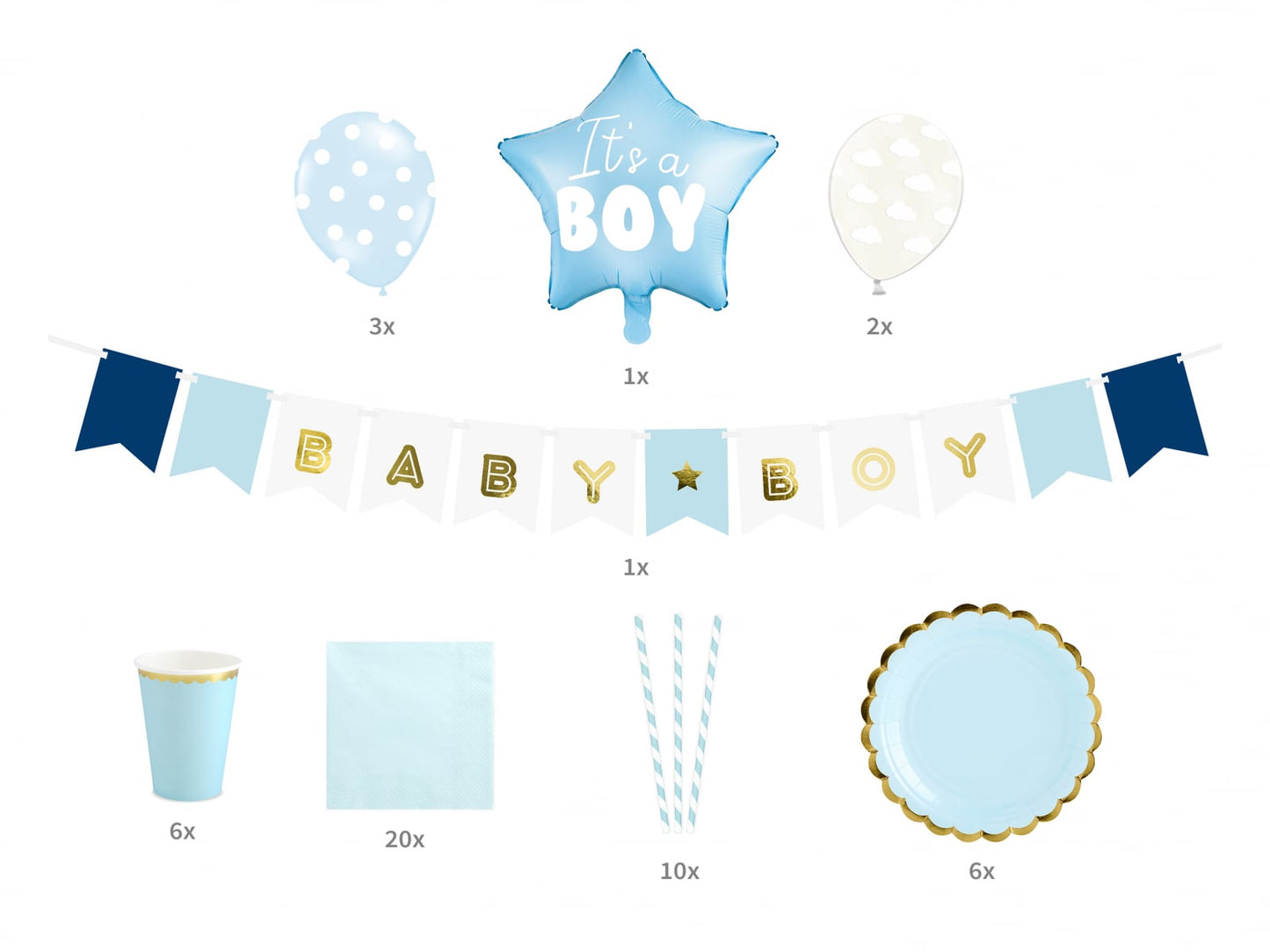 Set 49 buc decorațiuni petrecere - It's A Boy