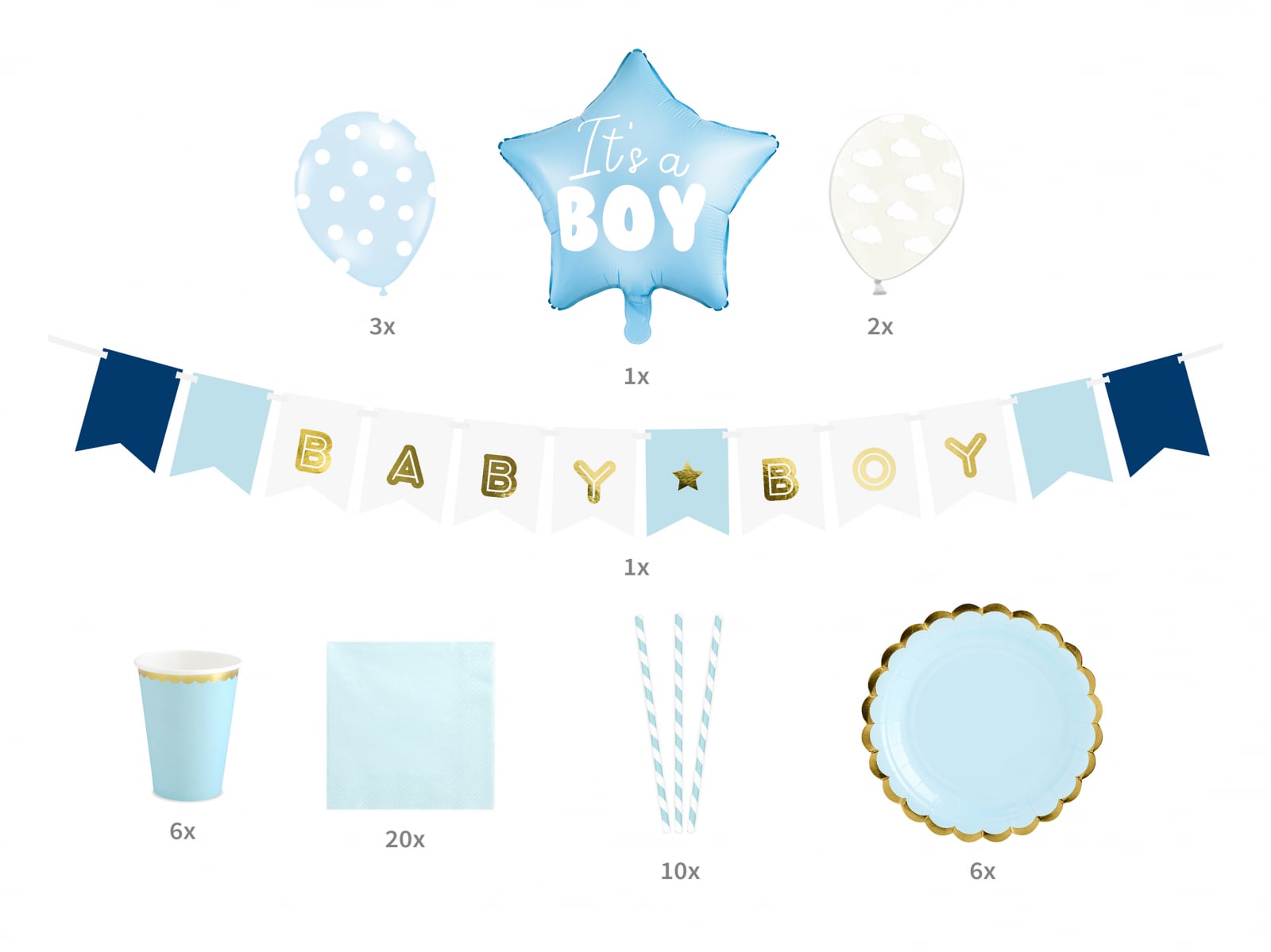 Set 49 buc decorațiuni petrecere - It's A Boy