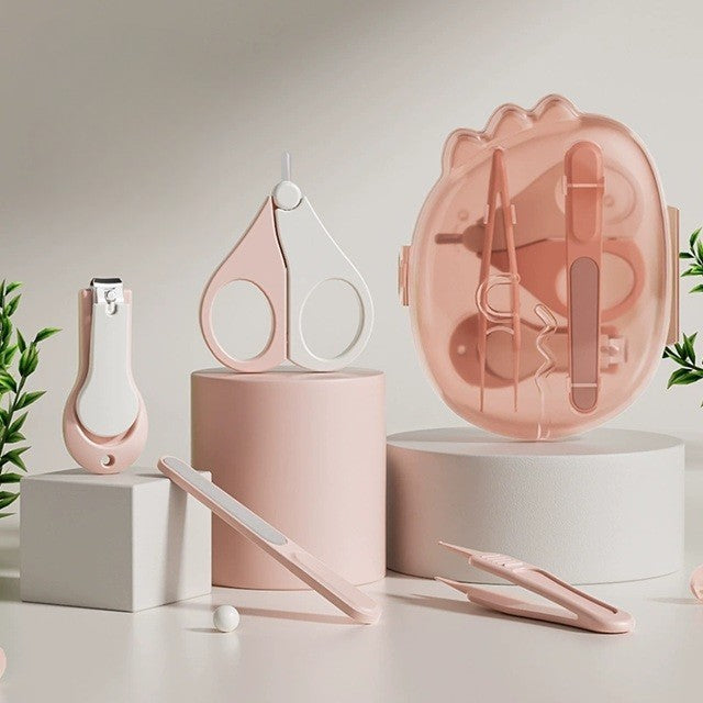 Set 4in1 de Ingrijire Unghii pentru Bebelusi, Klevo, Cutie de Depozitare Dinozaur Transparent, 0-6 Ani, 11.5 x 9 x 3 cm, Roz