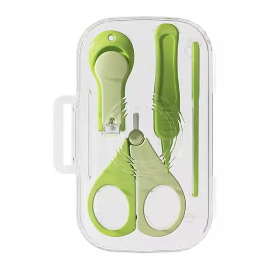 Set 4in1 de Ingrijire Unghii pentru Bebelusi, Klevo, Cutie de Depozitare Texturata, 0-6 Ani, 13.6x8x2 cm, Verde