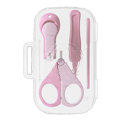 Set 4in1 de Ingrijire Unghii pentru Bebelusi, Klevo, Cutie de Depozitare Texturata, 0-6 Ani, 13.6x8x2 cm, Roz