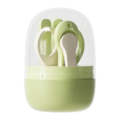 Set 4in1 de Ingrijire Unghii pentru Bebelusi, Klevo, Cutie de Depozitare Tip Borcan, 0-6 Ani, 10 x 7 x 6 cm, Verde