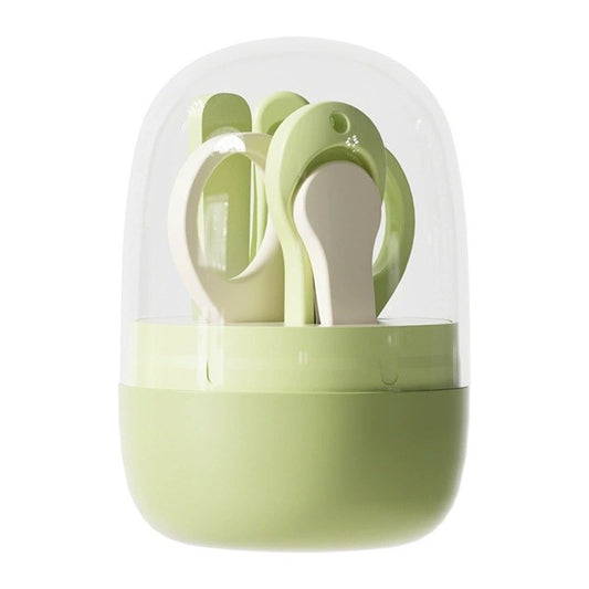 Set 4in1 de Ingrijire Unghii pentru Bebelusi, Klevo, Cutie de Depozitare Tip Borcan, 0-6 Ani, 10 x 7 x 6 cm, Verde