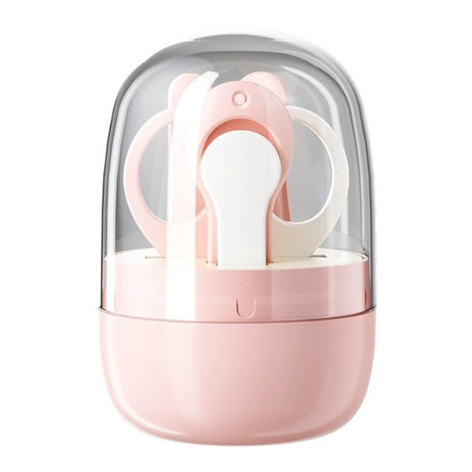 Set 4in1 de Ingrijire Unghii pentru Bebelusi, Klevo, Cutie de Depozitare Tip Borcan, 0-6 Ani, 10 x 7 x 6 cm, Roz