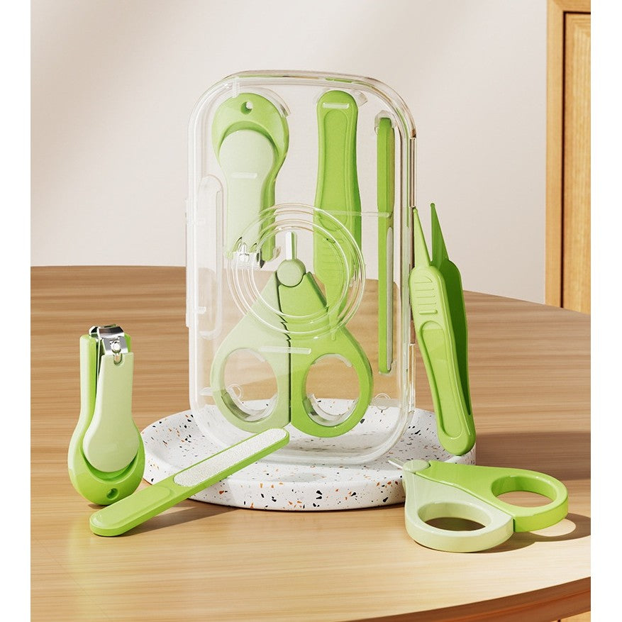 Set 4in1 de Ingrijire Unghii pentru Bebelusi, Klevo, Cutie de Depozitare Transparenta, 0-6 Ani, 13.6x8x2 cm, Verde