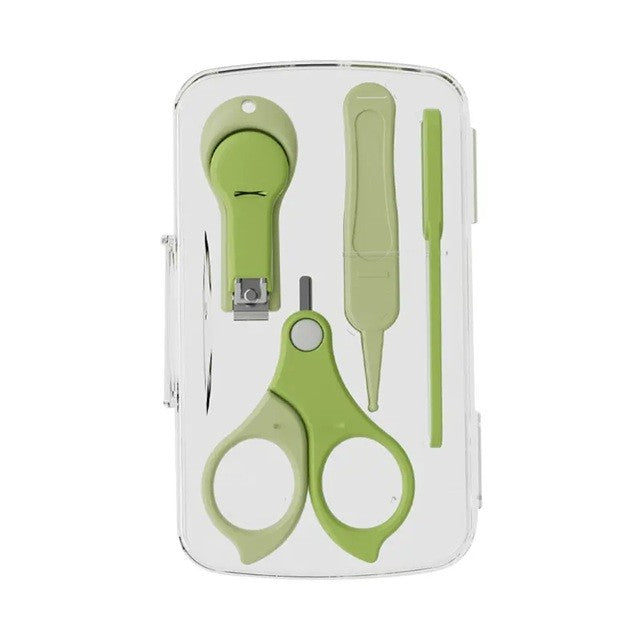 Set 4in1 de Ingrijire Unghii pentru Bebelusi, Klevo, Cutie de Depozitare Transparenta, 0-6 Ani, 13.6x8x2 cm, Verde
