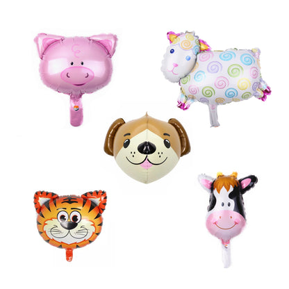 Set 5 Baloane Folie Metalizata, Klevo, Figurine Animale Domestice, 30 cm, Ambalaj Individual, Pai inclus, Umflare cu Aer sau Heliu, Multicolor