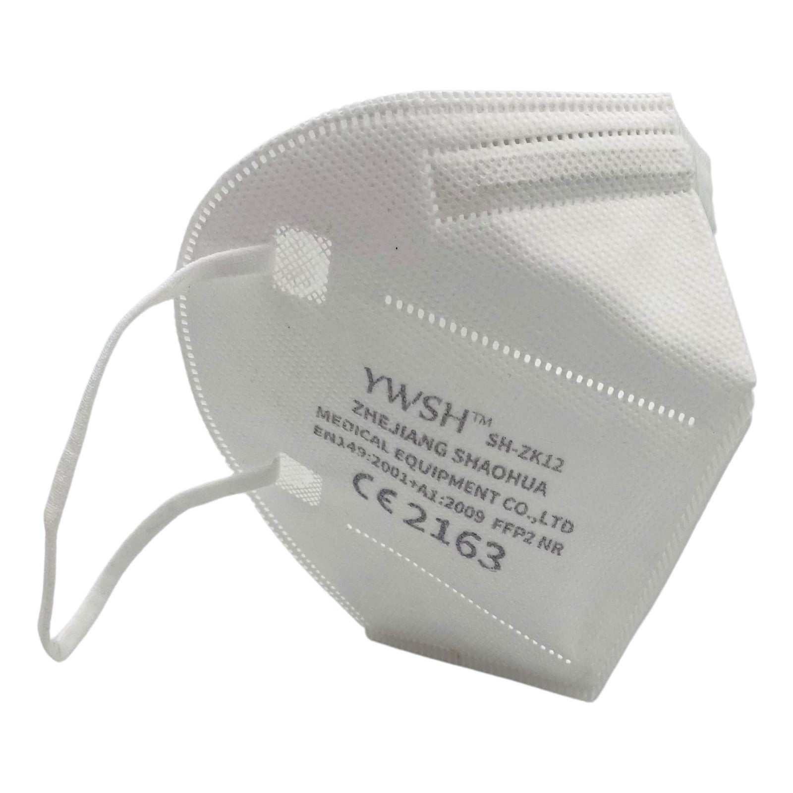 Set 5 bucati Masca de protectie faciala, Klevo®️, de unica folosinta, FFP2 CE 2163, 5 straturi, nesterila, ambalaj individual, Alb