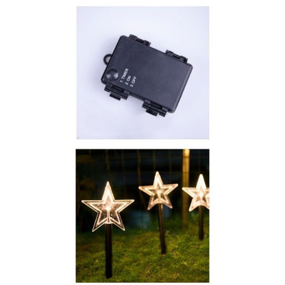Set 5 Lampi LED cu baterii, de exterior Model Stea, pentru gradina, Klevo, 35.5 cm, Alb Cald
