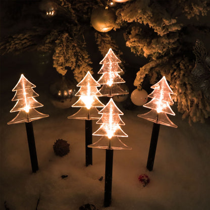 Set 5 Lampi solare LED de exterior Model Brad, pentru gradina, Klevo, 35.5 cm, Alb Cald