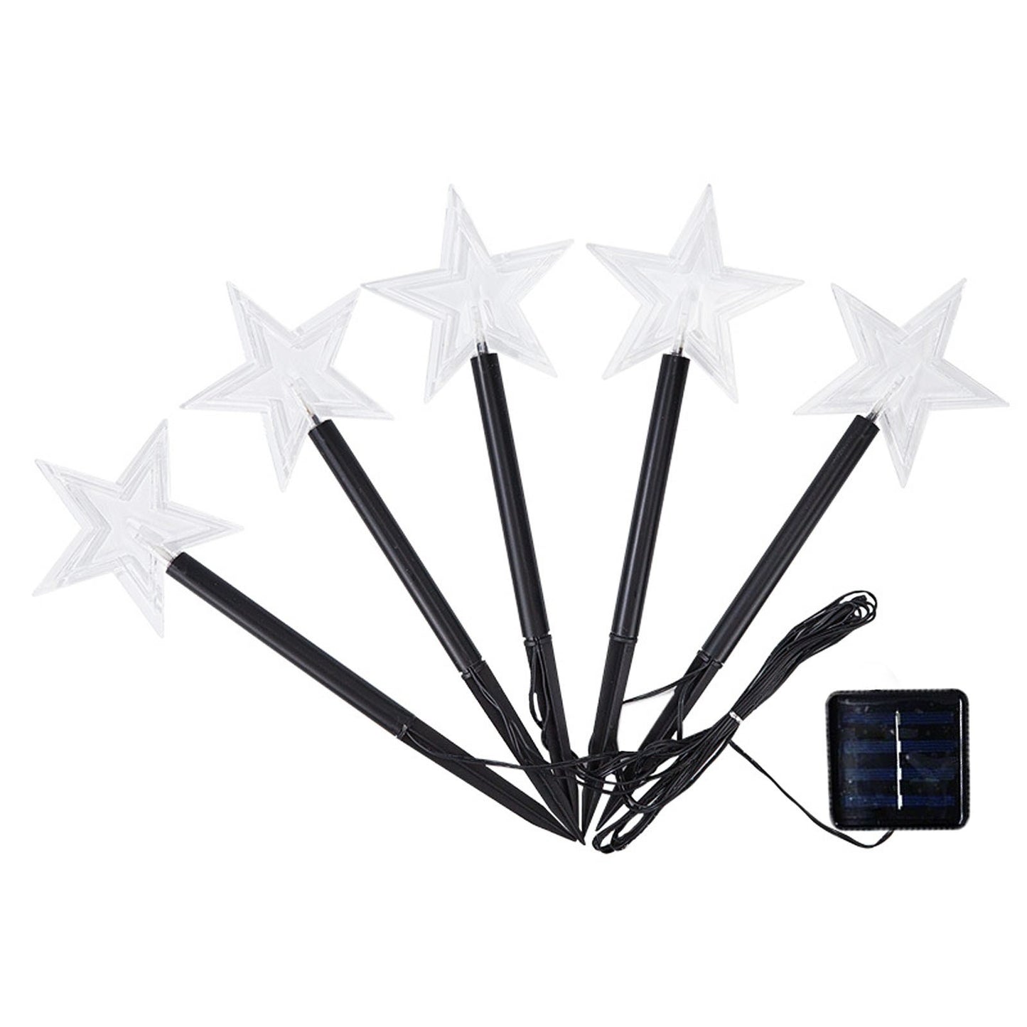 Set 5 Lampi solare LED de exterior Tip Stea pentru gradina Klevo, 35.5 cm, Alb Cald