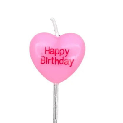 Set 5 Lumanari de Tort, Klevo, Model Inima, Text Happy Birthday, 2.5 x 2.5 cm, din Ceara, Multicolor