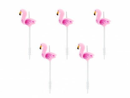 Set 5 Lumânări tort Flamingo, 3cm