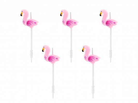 Set 5 Lumânări tort Flamingo, 3cm
