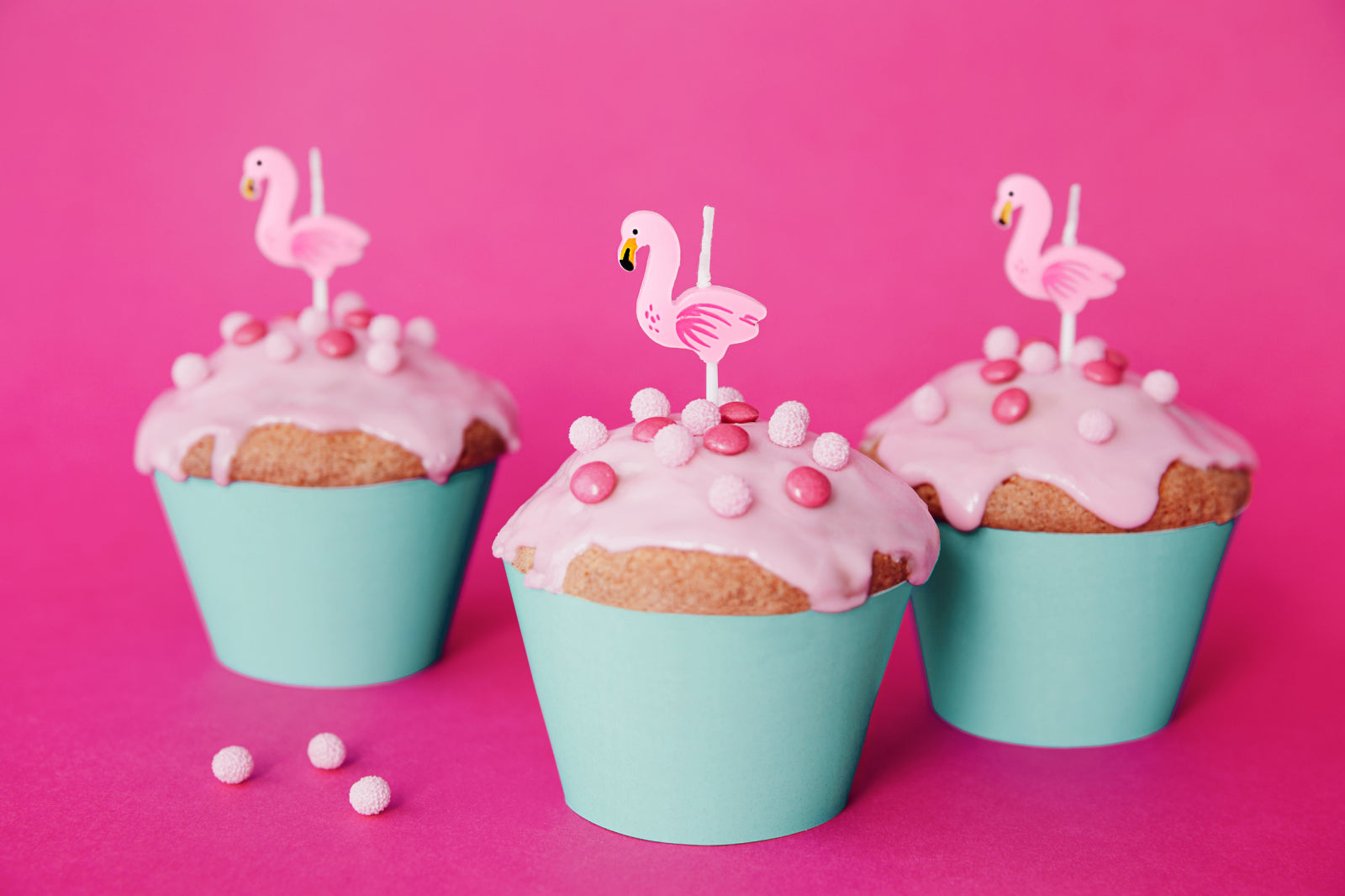 Set 5 Lumânări tort Flamingo, 3cm