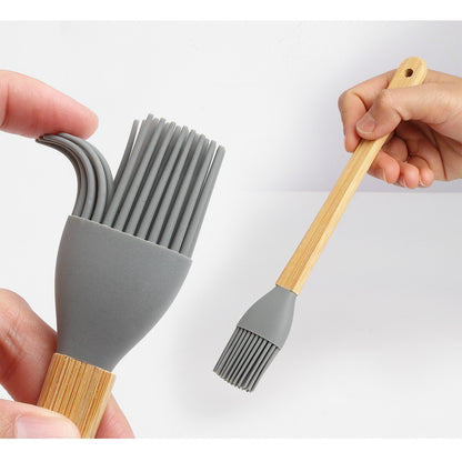 Set 5 Mini Spatule de Silicon Klevo, pensula, Stejar, Multicolor