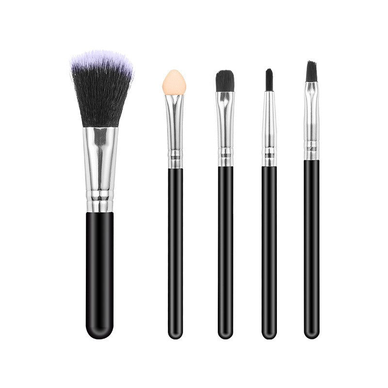 Set 5 Pensule de Machiaj, Klevo, de Voiaj, pentru Fard si Pudra, din Par Sintetic, Negru