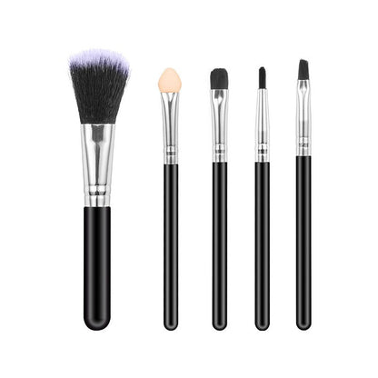 Set 5 Pensule de Machiaj, Klevo, de Voiaj, pentru Fard si Pudra, din Par Sintetic, Negru