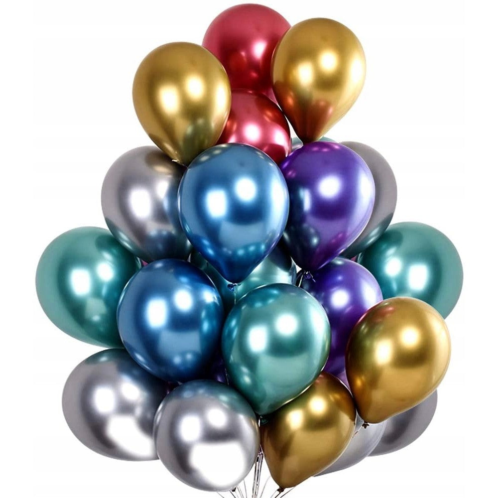 Set 50 Baloane din Latex Chrome, Klevo, Model Party, 23 cm, Multicolor, 2.2 g