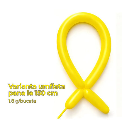 Baloane de Modelaj, Klevo, Set 50 bucati, Model Standard, din Latex, 30 x 1.5 cm, 1.8 g per unitate, pana la 150 cm, Galben