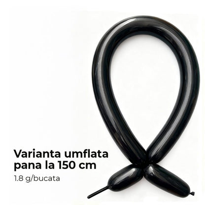 Baloane de Modelaj, Klevo, Set 50 bucati, Model Standard, din Latex, 30 x 1.5 cm, 1.8 g per unitate, pana la 150 cm, Negru