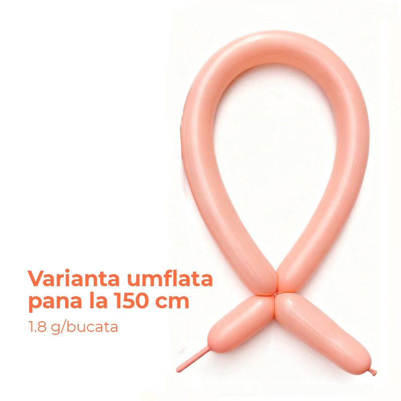 Baloane de Modelaj, Klevo, Set 50 bucati, Model Standard, din Latex, 30 x 1.5 cm, 1.8 g per unitate, pana la 150 cm, Portocaliu
