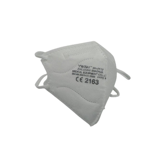 Set 50 bucati Masca de protectie faciala pentru copii, Klevo®️, de unica folosinta, FFP2 CE 2163, 5 straturi, nesterila, ambalaj individual, Copii, Alb