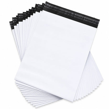 Set 50 Pungi Curierat Autoadezive pentru Ambalare Colete, Rezistente la Transport, Grosime 50 Microni, Alb la Exterior si Negru la Interior, 500 x 500x 40 mm