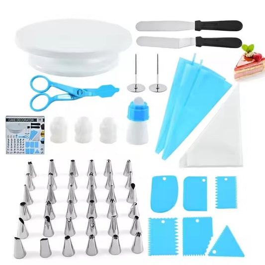 Set 55 Piese Ustensile pentru Ornare Prajituri, Klevo, din Plastic si Otel Inoxidabil, Multicolor