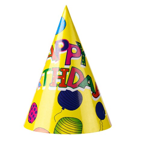 Set 6 Coifuri, Klevo, Petrecere Copii, din Carton, 20 x 13.5 cm, Model 3 Happy Birthday, Multicolor