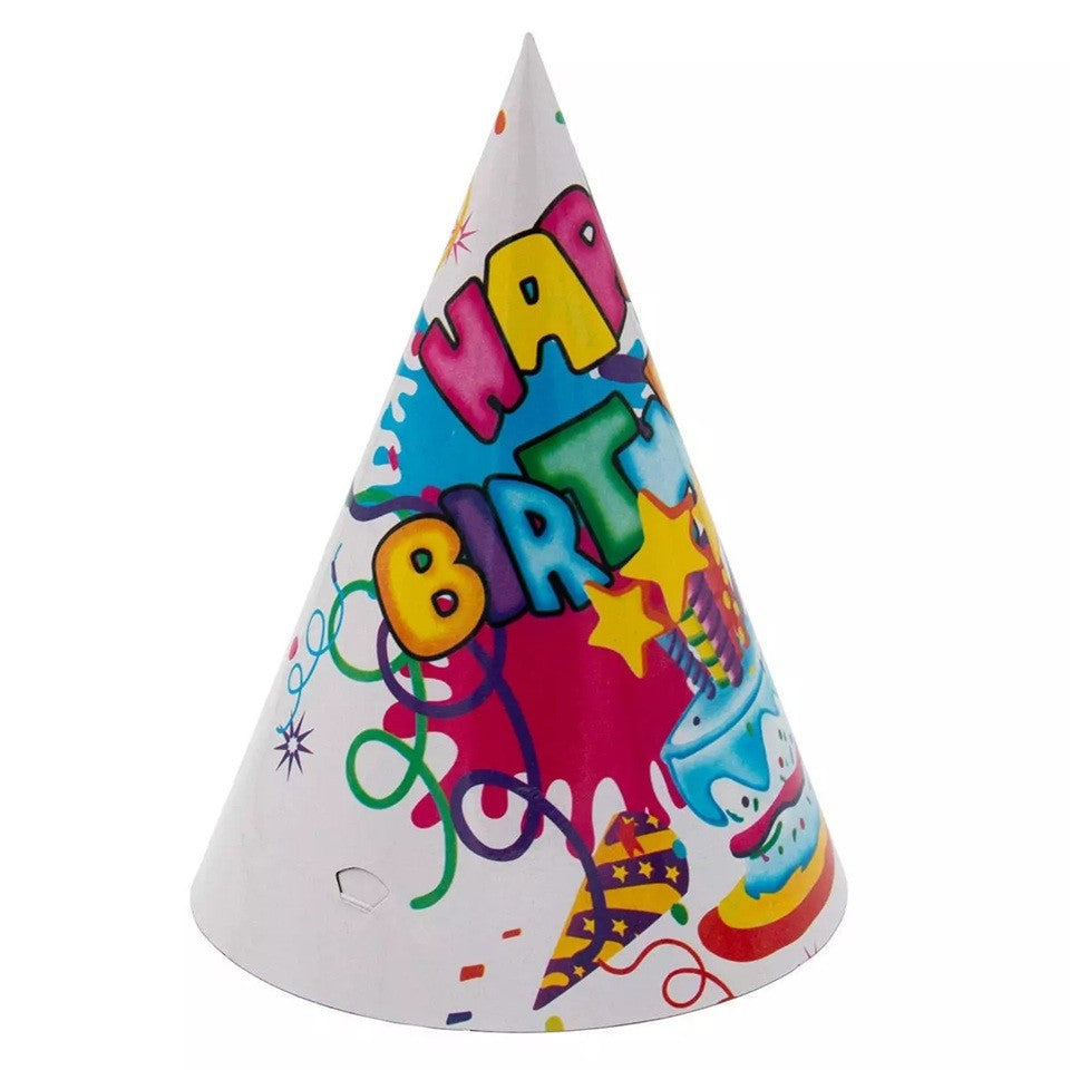Set 6 Coifuri, Klevo, Petrecere Copii, din Carton, 20 x 13.5 cm, Model 5 Happy Birthday, Multicolor