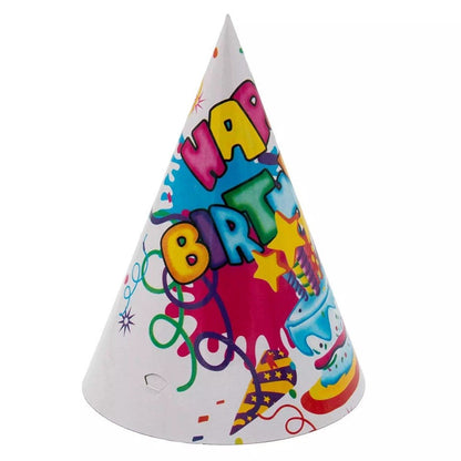 Set 6 Coifuri, Klevo, Petrecere Copii, din Carton, 20 x 13.5 cm, Model 5 Happy Birthday, Multicolor
