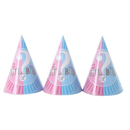 Set 6 Coifuri Gender Reveal, Klevo, Girl or Boy, din Carton, 20 x 14 cm, Roz/Albastru