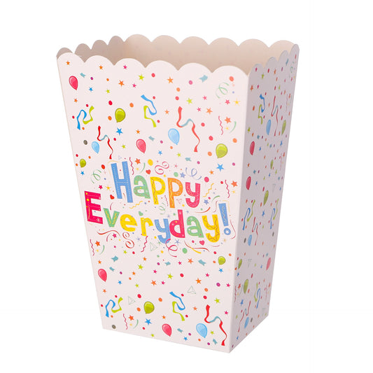 Set 6 Cutii de PopCorn, Klevo, Model Happy Everyday, 17 x 15 cm, Multicolor