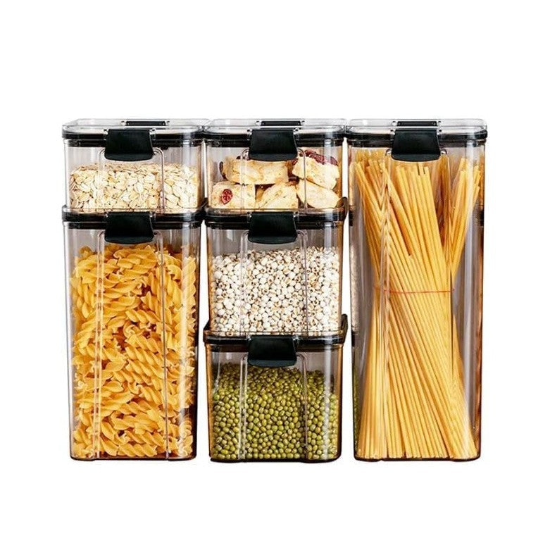 Set 6 Recipiente din Plastic, Klevo, pentru Alimente/Obiecte, Inchidere Ermetica, 2 x 460 ml, 2 x 700 ml, 1 x 1300 ml, 1 x 1800 ml, Transparent