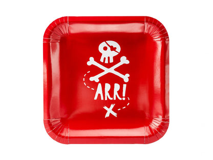 Set 6 Farfurii Rosii cu Pirati 20 cm