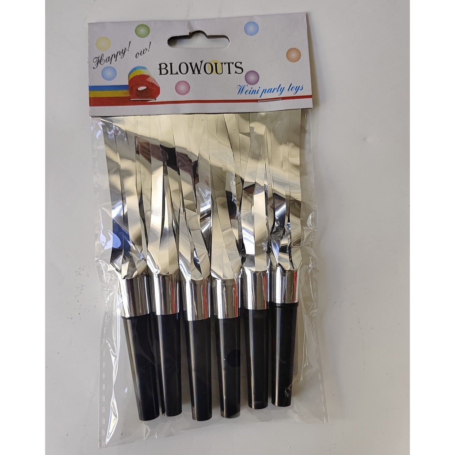 Set 6 Fluiere Party cu Franjuri, Klevo, din Plastic, Argintiu