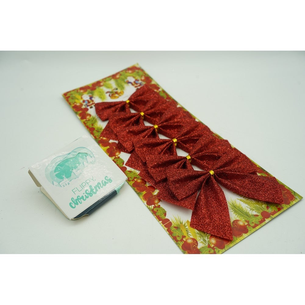 Set 6 fundite pentru brad, Rosii, clasice, cu sclipici, 8 x 9 cm, din poliester, Klevo