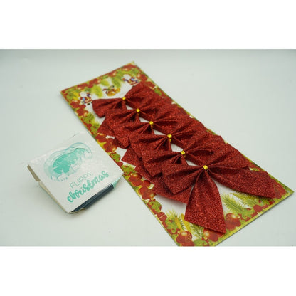 Set 6 fundite pentru brad, Rosii, clasice, cu sclipici, 8 x 9 cm, din poliester, Klevo