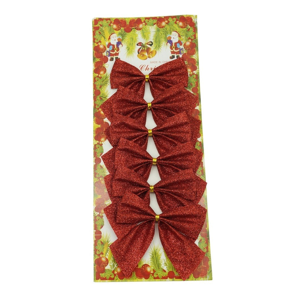 Set 6 fundite pentru brad, Rosii, clasice, cu sclipici, 8 x 9 cm, din poliester, Klevo