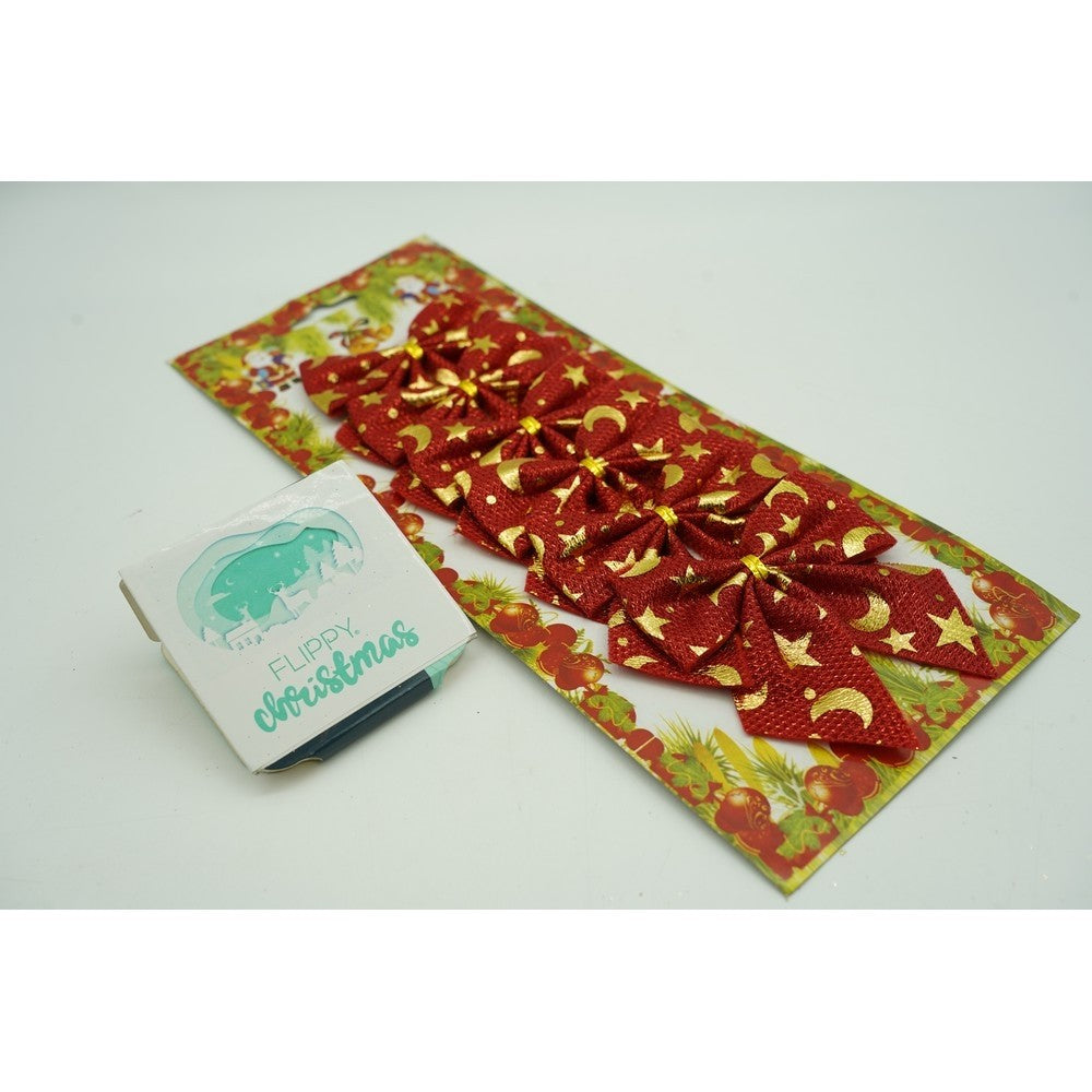 Set 6 fundite pentru brad, Rosii, cu stelute , 8 x 8 cm, din poliester, Klevo
